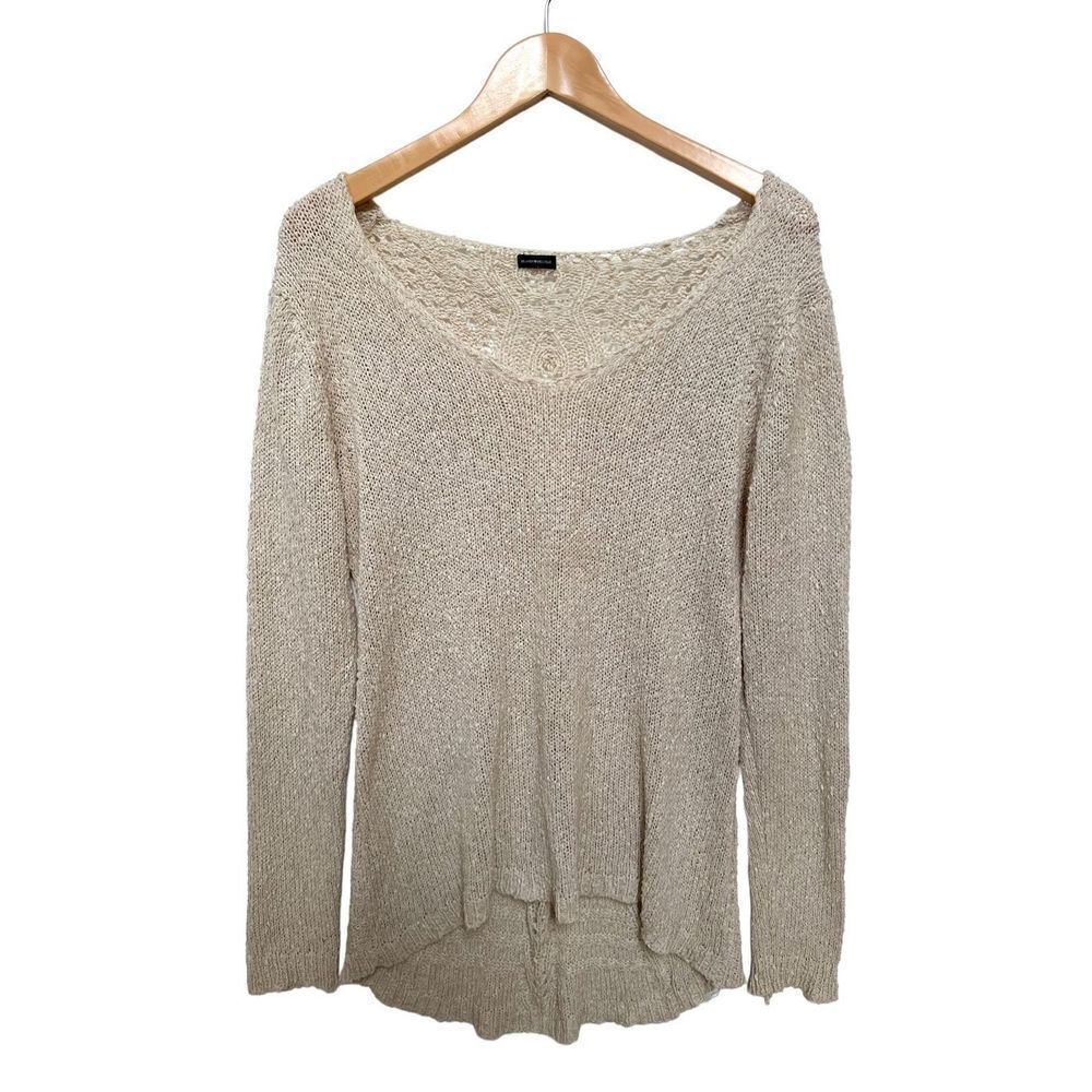 Brandy Melville Knit Scoop Neck Sweater Pullover open knit boho beige neutral